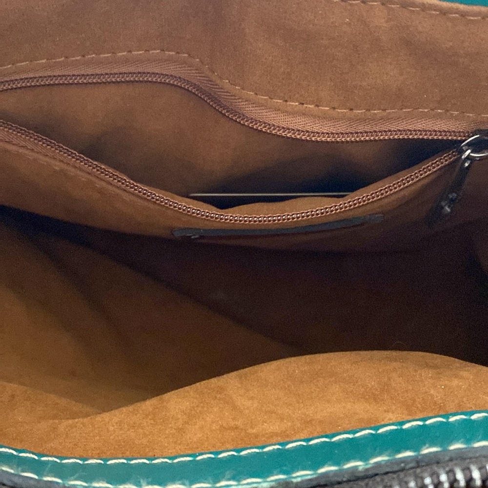 Patrica Nash never used has 2 sides with zipper compartment Teal straw bag - Picture 7 of 9